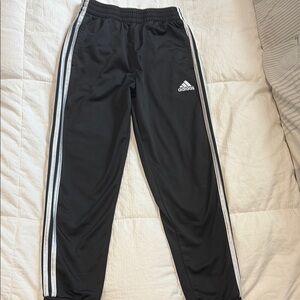 Adidas Black and White Sweatpants with Signature Stripes Boys Medium Size 10/12